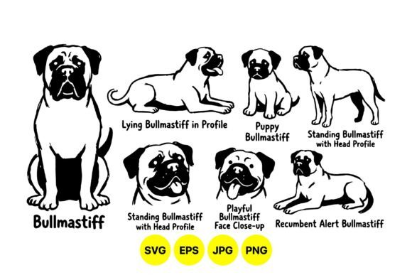 Bullmastiff Dog SVG Clipart Set