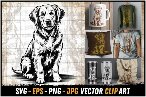 Cute Golden Retriever Sitting Dog SVG