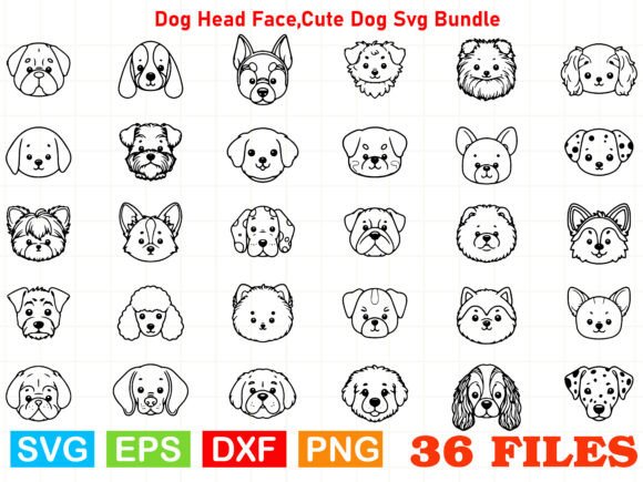 Dog Head Face, Cute Dog Svg Bundle