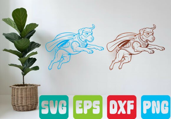 Flying Super Dog SVG Cartoon Hero Art