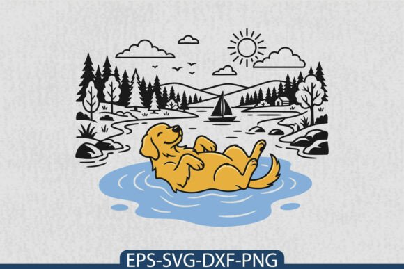 Funny Lake Dog SVG Summer Adventure PNG