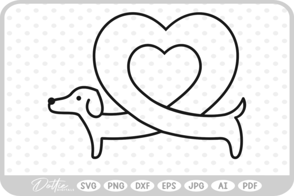 Heart Sausage Dog SVG PNG DXF