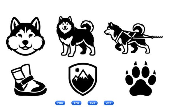 Husky Dog SVG Icon Collection