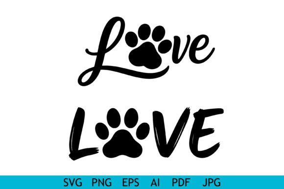 Pet Love Paw Typography Design