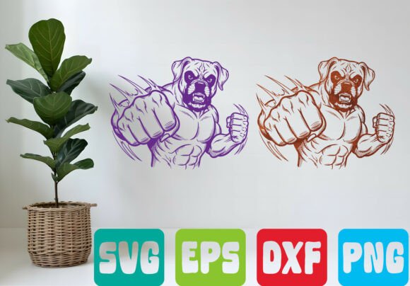 Punching Muscle Dog SVG Design