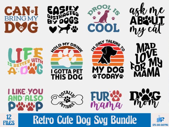 Retro Cute Dog SVG Bundle