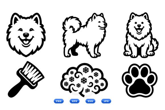 Samoyed Dog SVG Clipart Set