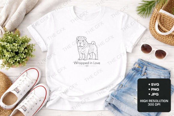 Shar-Pei Wrapped in Love Dog SVG Design