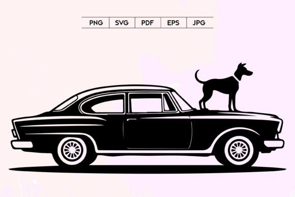 Vintage Car with Dog SVG